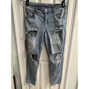 Justice Girls Girlfriend Distressed Ripped Light Wash Denim Jeans Size 14 Plus